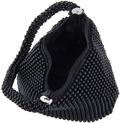 Miniatura 4 de ELEOPTION - Bolso de mano para mujer, diseño triangular, ideal para fiestas o graduaciones, negro