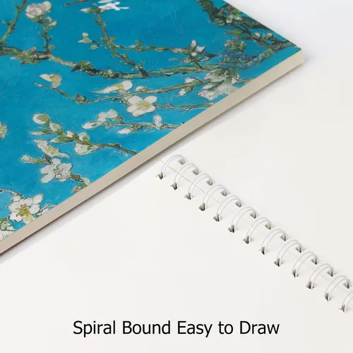Miniatura 4 de Paquete de 2 libros estéticos de bocetos en espiral para niños, 98 libras/5.64 oz/m², papel grueso sin ácidos, A4, diario mixto en blanco, cuaderno