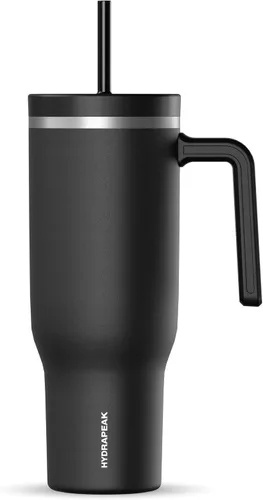 Miniatura 16 de Hydrapeak Voyager Vaso de 40 oz con Asa y Tapa con Pajita Botella de Agua Reutilizable de Acero Inoxidable Taza de Viaje Compatible con Portavasos