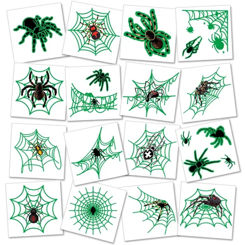 Grow in Dack - Tatuajes temporales de telaraña de Halloween para adultos, calcomanías de tatuaje falsas de araña realistas, regalos de Halloween,