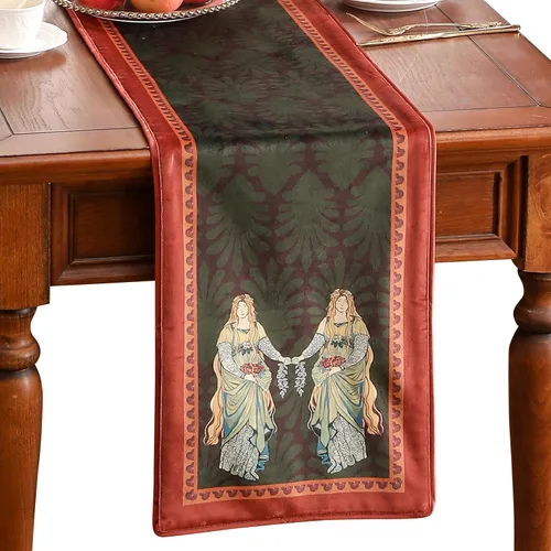 Miniatura 17 de patdrea Camino de mesa de terciopelo francés estilo granja para decoración del hogar, cocina, comedor, fiestas, cenas familiares, boda 12"*63