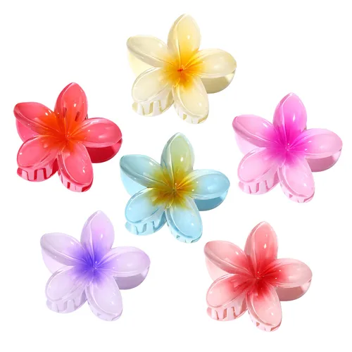 8 pinzas de acrílico para el cabello para mujer, antideslizantes, en forma de flores pastel, pasadores de agarre fuerte, abrazadera de mandíbula