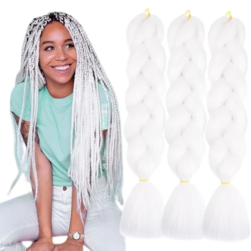 Miniatura 15 de 3 paquetes de extensiones de cabello sintético para trenzar de color negro a azul, tamaño jumbo ombré, de 24 pulgadas o trenzas de ganchillo