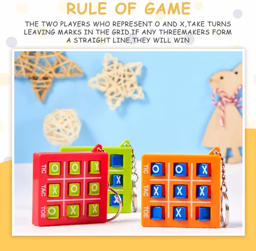 Miniatura 3 de Hicarer 8 llaveros de fiesta de Tic Tac Toe para fiestas de cumpleaños a granel, regalos de fin de año para estudiantes, niños de 8 a 12 años