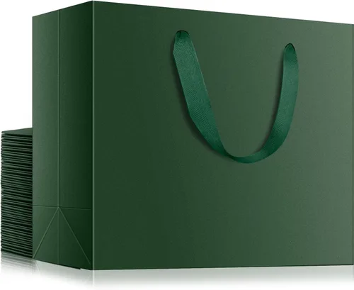 Miniatura 17 de EUSOAR Bolsas de regalo grandes negras, paquete de 12 bolsas de papel de compras de 16 x 6 x 12 pulgadas con asas, bolsa de mercancía de papel kraft