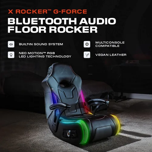Miniatura 3 de X Rocker Video Gaming Floor Rocker Chair, Built-in Audio, College Dorm Essentials for Guys and Girls, Bedroom, Foldable, Gifts for Gamers