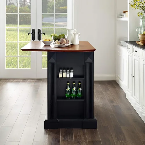 Miniatura 7 de Crosley Furniture Isla de cocina Drop Leaf/Barra de desayuno, negro
