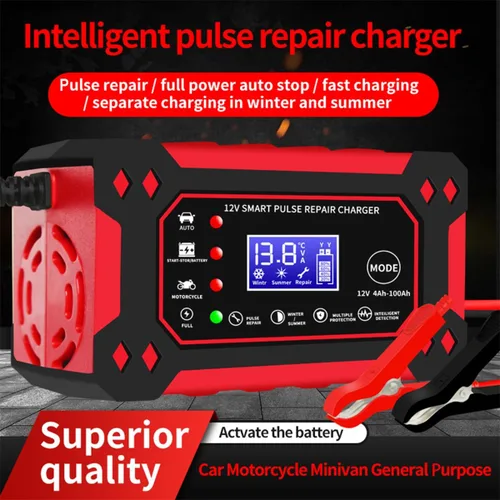 Miniatura 5 de Cargador de batería de automóvil, cargador y mantenedor de goteo de 12 V y 6 amperios, cargador de batería completamente automático inteligente