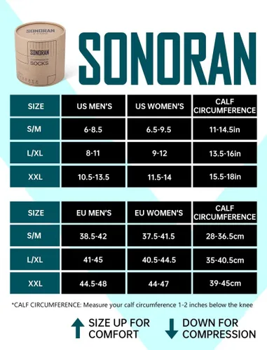 Miniatura 5 de SONORAN Calcetines de compresión para hombres y mujeres (246 pares) 20-30 mmHg de compresión graduada hasta la rodilla para correr, atletismo
