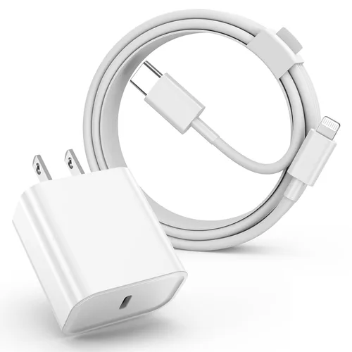 Cargador para iPhone 14, cargador rápido para iPhone [certificado MFi] Cargador tipo C USB C a cable Lightning de 20 W, bloque de adaptador de carga