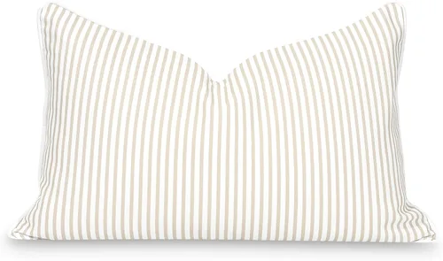 Miniatura 7 de Hofdeco Premium Coastal Patio Funda de Almohada Lumbar Solo para Interiores y Exteriores, 12"x20" Repelente al Agua para Patio Trasero, Sofá, Rayas