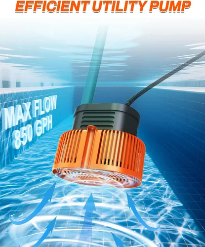 Miniatura 3 de AgiiMan Bomba de Cubierta de Piscina Sobre el Suelo - Bomba Sumergible para Sumidero de Natación Enterrada, Eliminación de Agua con Manguera