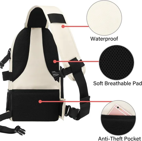 Miniatura 4 de MOSISO Bolsa para cámara DSLR/SLR/SLR/sin espejo, mochila para cámara fotográfica a prueba de golpes con soporte para trípode e inserciones Beige
