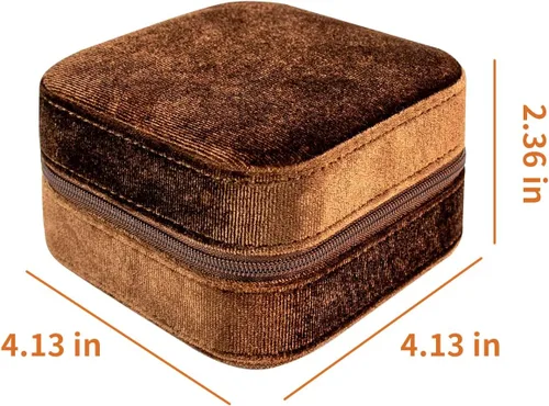 Miniatura 2 de SANQIANWAN Joyero de viaje de terciopelo de lujo para mujer, mini organizador de joyería pequeña, estuche de viaje portátil para anillos, aretes