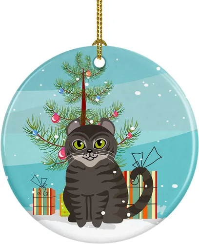 Miniatura 24 de Caroline's Treasures Árbol de Navidad de gato asiático, adorno de cerámica para colgar en el árbol de Navidad, decoración para el hogar, Navidad