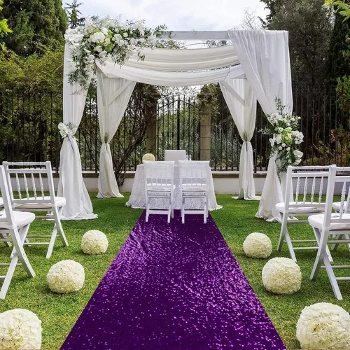 Miniatura 29 de ShiDianYi Camino de pasillo azul para boda, 15 x 2 pies, moderno, tela de malla con lentejuelas y purpurina azul bebé con lentejuelas