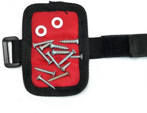 Miniatura 5 de MELOTOUGH Tirantes Magnéticos para Cinturón de Herramientas con Pulsera Magnética de Muñeca para Cinturón de Trabajo Tirantes Acolchados de Rojo