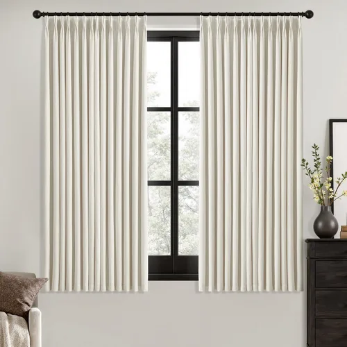 Miniatura 33 de MIULEE - Cortinas de lino beige con pliegues a presión 100% opacas para dormitorio, cortinas de ventana con memoria y bloqueo de luz para oscurecer