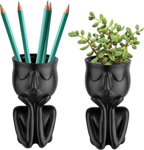Miniatura 3 de Maceta de resina con forma de persona, maceta de 6 pulgadas, pequeños jarrones de flores con forma de humano, macetas para suculentas, decoración