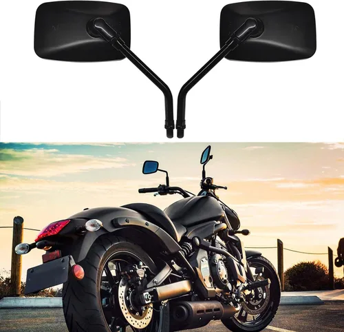 Miniatura 9 de Espejos retrovisores negros de 10 mm para manillar de motocicleta, compatibles con Honda, Kawasaki, Suzuki, scooter de crucero (negro)