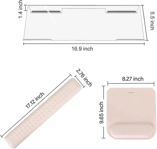 Miniatura 5 de MOSISO Soporte para Teclado de Computadora y Reposamuñecas para Teclado y Conjunto de Alfombrilla de Ratón, Conjunto de Reposamuñecas de Masaje