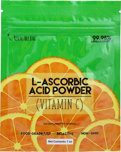 Miniatura 4 de L-Ascórbico, Ácido en Polvo 99.98+%, Grado alimenticio USP/BP Cristales de fermentación natural blanco puro forma de vitamina C - elige