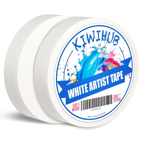 Miniatura 12 de Paquete de 2 cintas artísticas – Cinta de artista profesional para papel de acuarela, cinta blanca de artistas de enmascaramiento para pintar