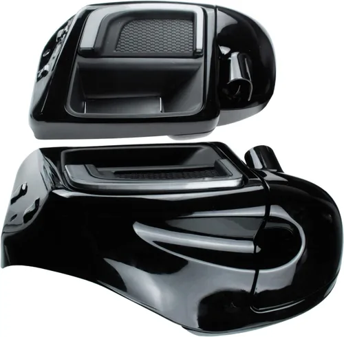 Miniatura 3 de Guantera de carenados de pierna ventilada inferior con protector de motor, parrillas, luces y cubierta de placas sólidas compatible con Harley