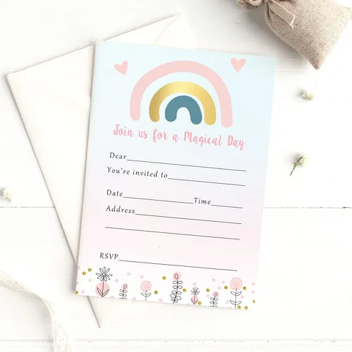 Miniatura 2 de 30 invitaciones fiesta de cumpleaños baby shower Boho Rainbow papel fotográfico