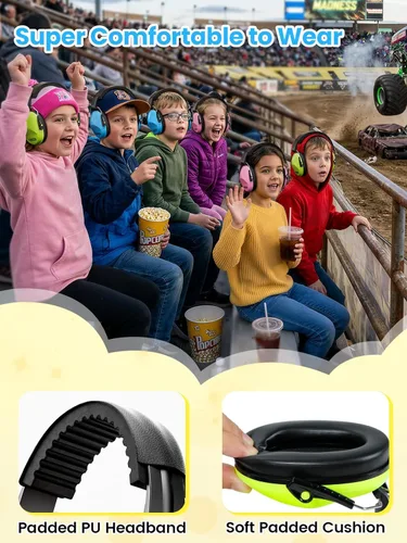 Miniatura 2 de Dr.meter Paquete de 12 orejeras para reducción de ruido: 27.4SNR Auriculares con cancelación de ruido para niños y adultos, EM100 orejeras