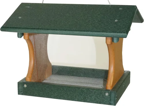 Miniatura 2 de DutchCrafters Comedero colgante pequeño para pájaros (verde césped y cedro)