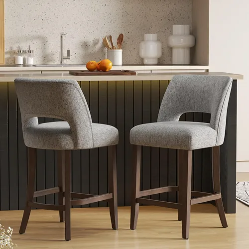 Miniatura 25 de VKNOW Juego de 2 Taburetes de Bar, Taburetes de Bar Tapizados de Altura de Mostrador, Taburetes Modernos de Mostrador con Patas de Madera para Isla
