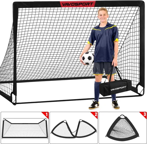Miniatura 5 de VAVOSPORT Portería de fútbol, 2 porterías de fútbol para niños de 6 x 4 pies para patio trasero, red de fútbol portátil desplegable