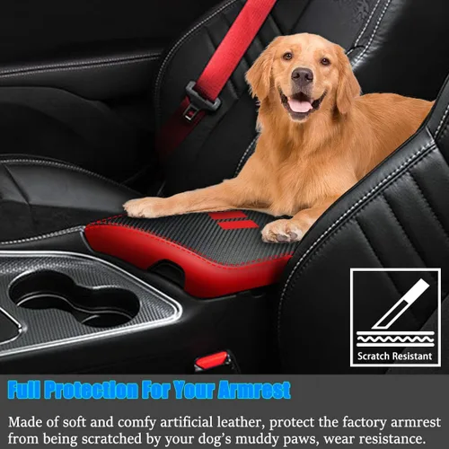 Miniatura 3 de para Dodge Challenger 2015-2023 Funda para Reposabrazos de Coche, Resistente al Agua, Funda para Consola Central, Fundas para Reposabrazos, Fibra