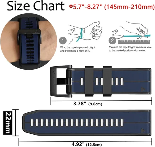 Miniatura 4 de Abanen Correa de reloj de silicona de ajuste rápido de 0.866 in para Garmin Insintct 3 de 1.772 in, Fenix 8 de 1.850 in, epix Pro de 1.850 in
