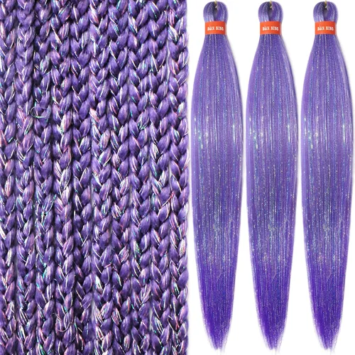 Miniatura 76 de Cabello trenzado preestirado ombré, extensiones de cabello trenzado sedoso, sin picazón, trenzas de cabello trenzado de ganchillo con textura Yaki