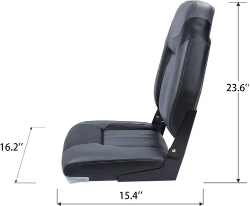 Miniatura 3 de Premium Marine - Un par de asientos plegables para barco con respaldo bajo/respaldo alto, asientos marinos de pesca con tornillos de acero inoxidable