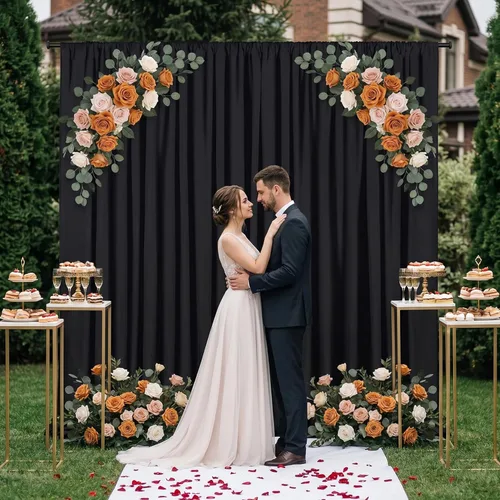 Miniatura 58 de Cortinas de Telón de Fondo Blanco de 2 Paneles 5 x 1,5 m de Poliéster, Telón de Fondo para Fotografía, Cortinas para Decoración de Fondo de Boda