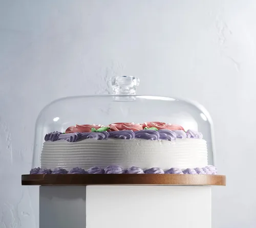 Miniatura 6 de Godinger - Soporte para tartas, plato para servir tartas con cúpula, madera de acacia y tapa acrílica a prueba de roturas