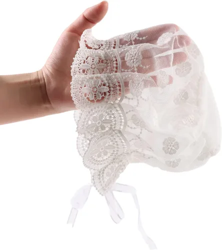 Miniatura 2 de Gorro de algodón con ojales para bebé, gorro de bautizo hecho a mano, gorro de protección solar
