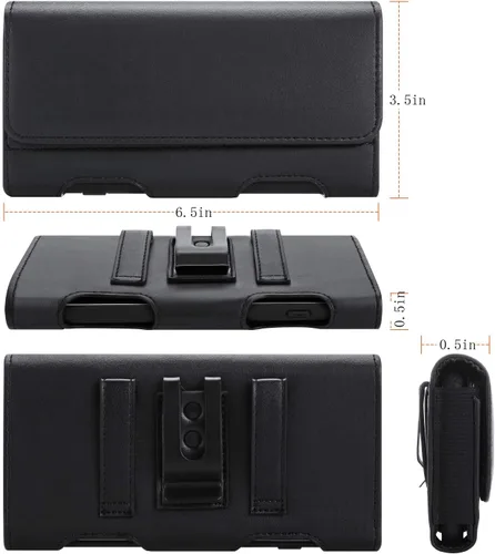 Miniatura 5 de BECPLT Funda para Google Pixel 9 Pro / 8 Pro / 6 / 4 XL con funda de cuero y clip para cinturón (negro)