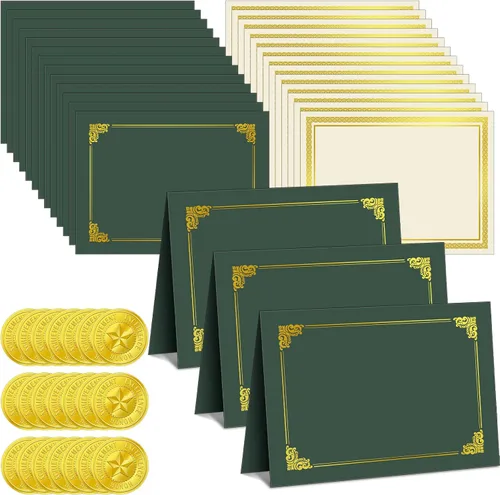 Miniatura 11 de Epakh El kit de certificado de 72 piezas incluye 24 titulares de certificados y 24 papeles, 24 calcomanías de sellos de premio, cubiertas de Azul