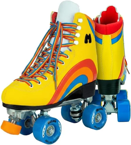 Moxi Rainbow Rider - Patines de ruedas para mujer, hermosos, duraderos, de apoyo con forro acolchado, una placa resistente y ruedas suaves para