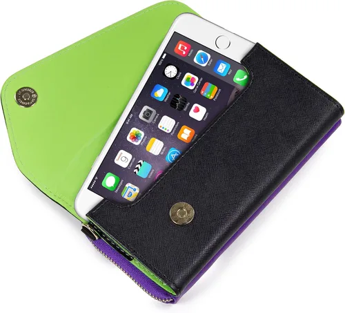 Miniatura 2 de Kroo Cartera de mano con correa de muñeca y correa cruzada para smartphones o phablets de hasta 57 pulgadas funda de transporte embalaje sin