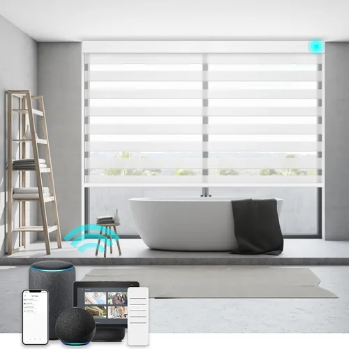 Miniatura 18 de Persianas de cebra Changshade para ventanas interiores con filtro de luz, persianas de cebra con cordón para puertas corredizas de vidrio
