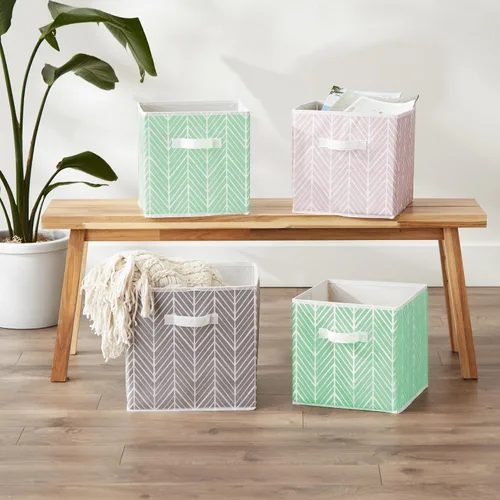 Miniatura 6 de DII Non Woven Storage Collection - Contenedor de espiga de poliéster, juego pequeño de 2, menta, 2