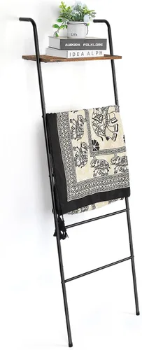 Vrisa Estante de manta de metal de 5 niveles con estante de almacenamiento de toallas de baño para baño, colcha, dormitorio, sala de estar, piscina,