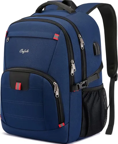 Miniatura 11 de Mochila para portátil de 17.3 pulgadas, mochila grande para computadora con puerto de carga USB, mochila resistente al agua y resistente