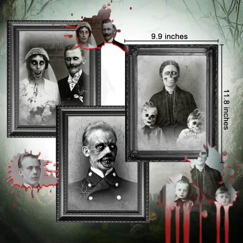 Miniatura 2 de Tuanse Decoraciones de Halloween para interiores 3D con imágenes cambiantes de rostro, retratos aterradores, portarretratos espeluznantes