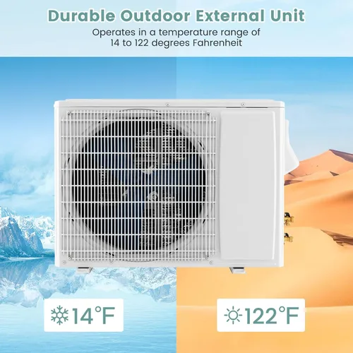 Miniatura 7 de RELAX4LIFE Mini sistema de aire acondicionado dividido/calefacción, 18000 BTU sin conductos mini aire acondicionado dividido con bomba de calor